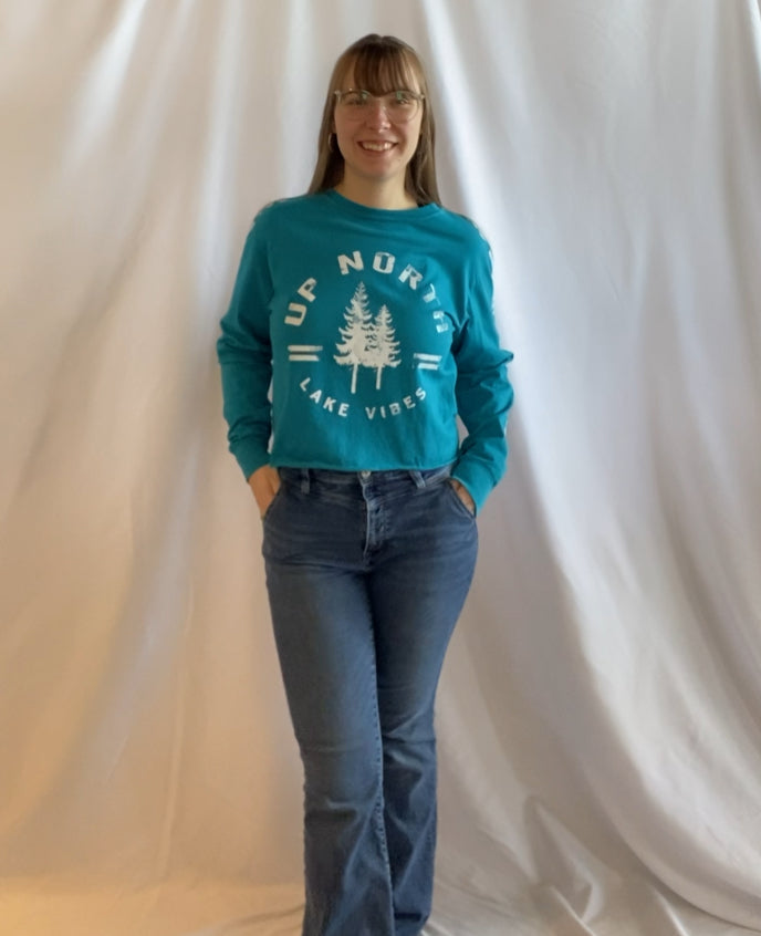 Bobcaygeon Up North Lake Vibes Long Sleeve Crop
