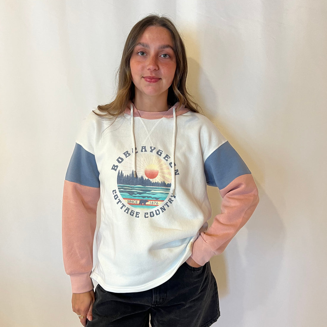 Bobcaygeon Cottage Country Sunrise Colour Block Hoodie